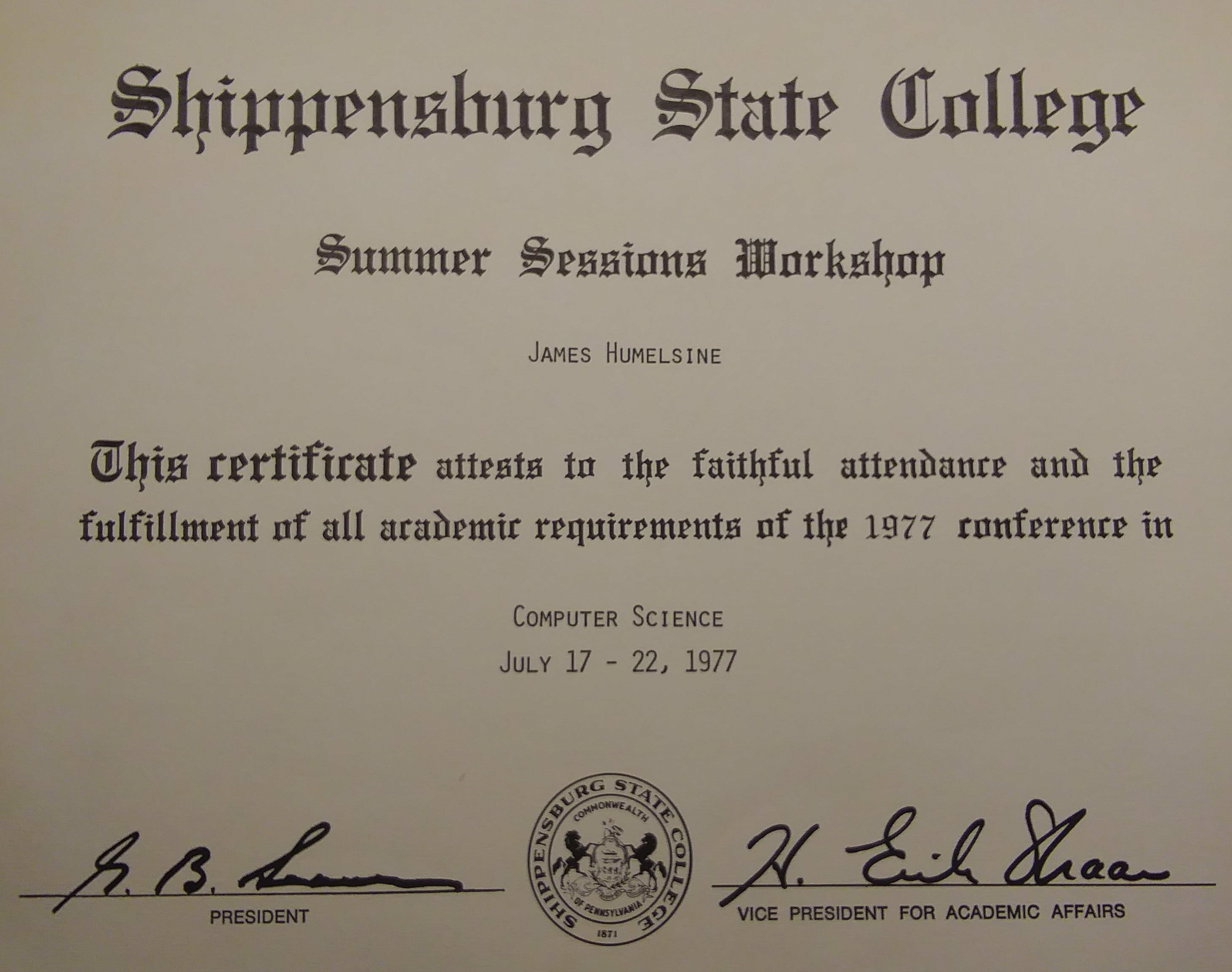 First Computer Camp Certificate